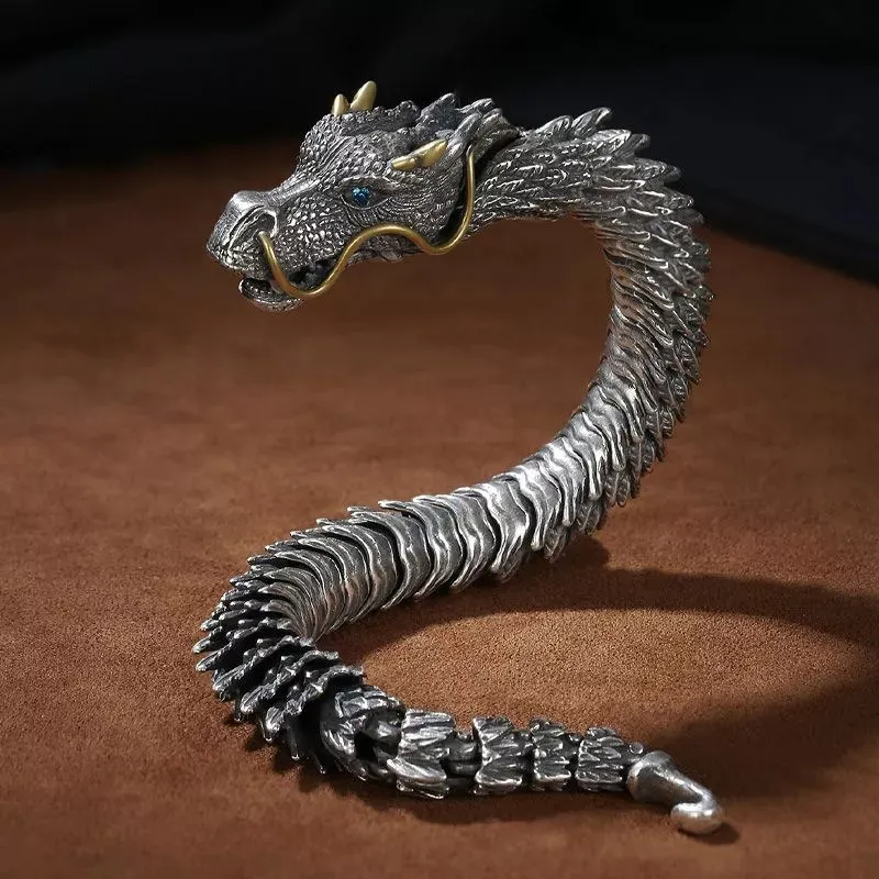 Pulsera De Hueso De Dragón Cadena Vintage Con Caja Premium
