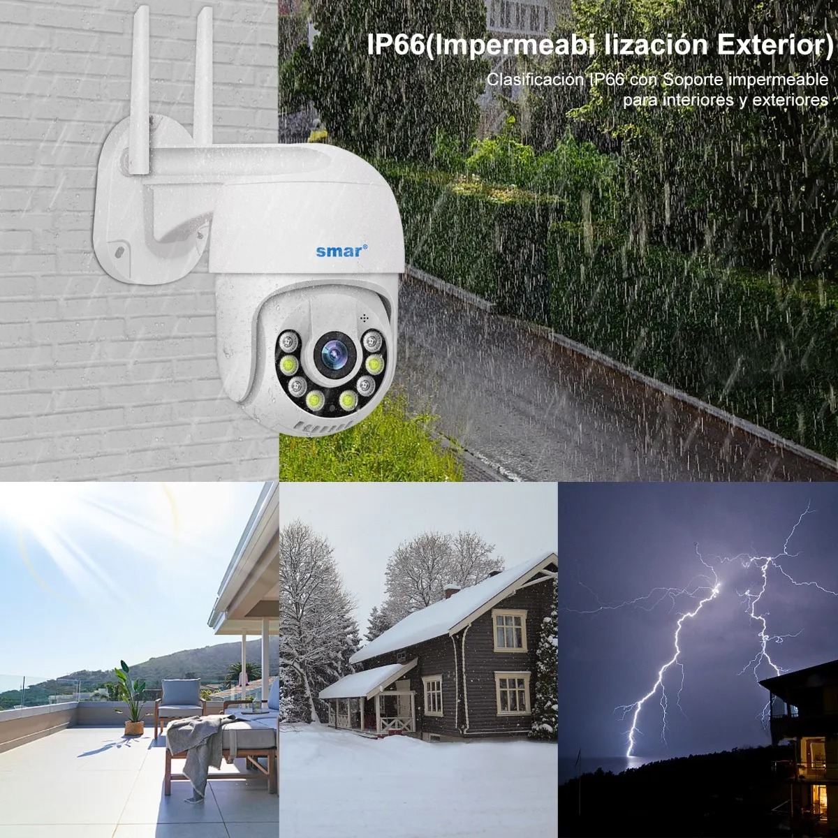 Smar Kit de 4 Cámaras de Seguridad Video vigilancia Wifi 3mp Disco 1tb Voz bidireccional 