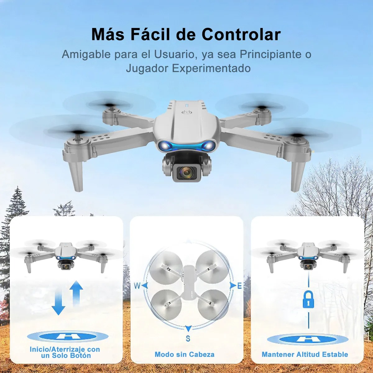 Ourlife WRJ-S96 Mini Drone Profesional Gris 4K Cámara Dual Giro 360 Soporta Fotos Y Videos