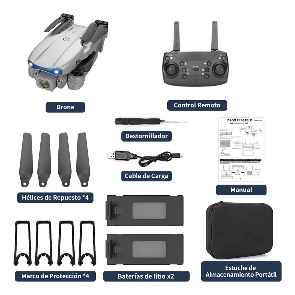 Ourlife WRJ-S96 Mini Drone Profesional Gris 4K Cámara Dual Giro 360 Soporta Fotos Y Videos