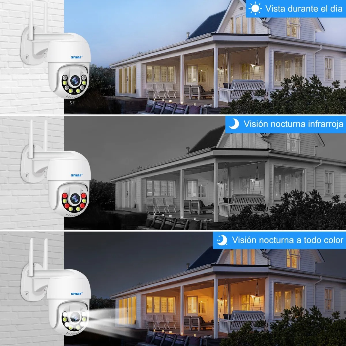 Smar Kit de 4 Cámaras de Seguridad Video vigilancia Wifi 3mp Disco 1tb Voz bidireccional 