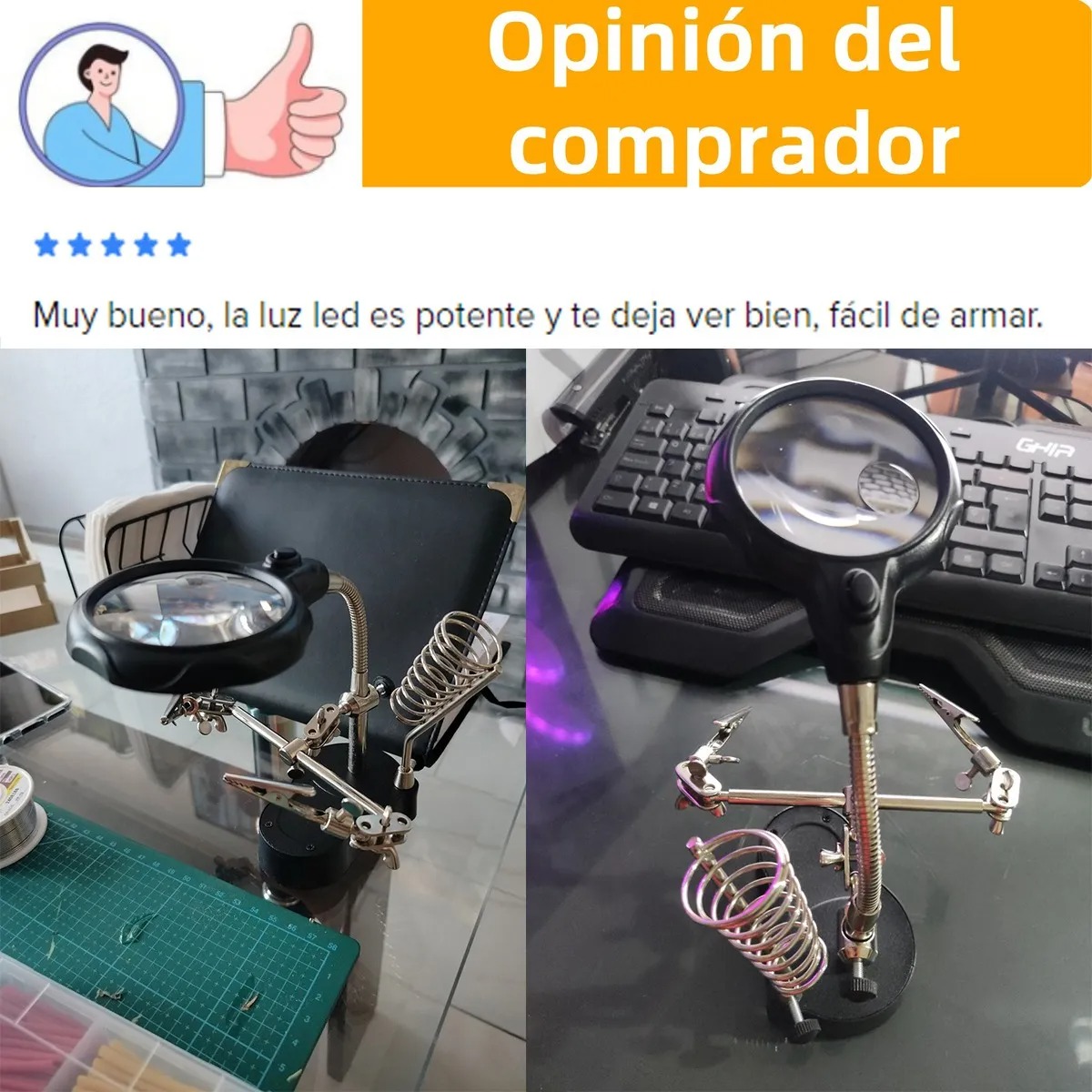 Lupa Con Base De Pinza De Luz Led Para Soldar Estación de Soldadura con Lupa, Lámpara LED,