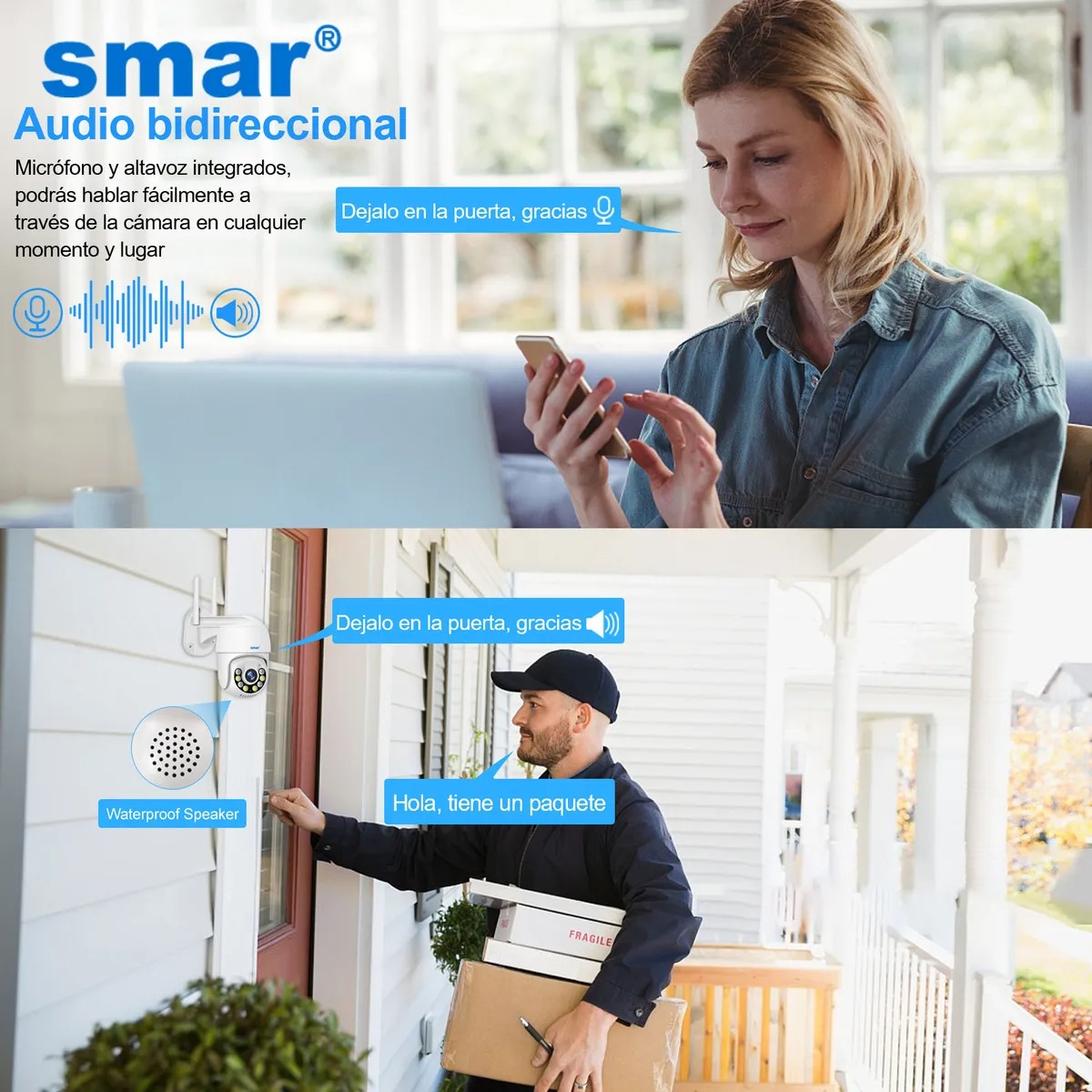 Smar Kit de 4 Cámaras de Seguridad Video vigilancia Wifi 3mp Disco 1tb Voz bidireccional 
