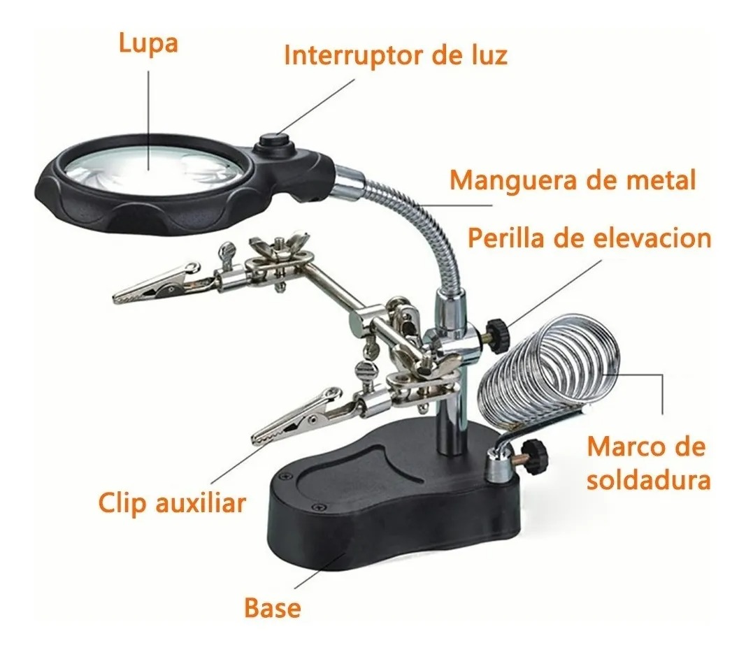 Lupa Con Base De Pinza De Luz Led Para Soldar Estación de Soldadura con Lupa, Lámpara LED,