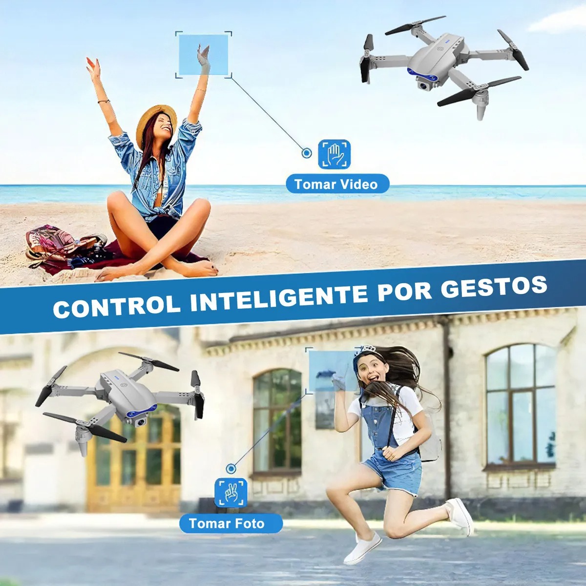 Ourlife WRJ-S96 Mini Drone Profesional Gris 4K Cámara Dual Giro 360 Soporta Fotos Y Videos