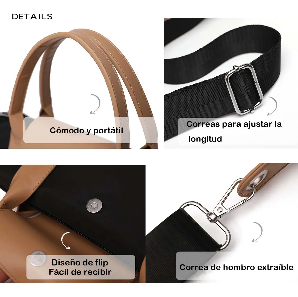 Bolsa De Mano Y Hombro Mujer Nylon Resistente Bolsos Mujer