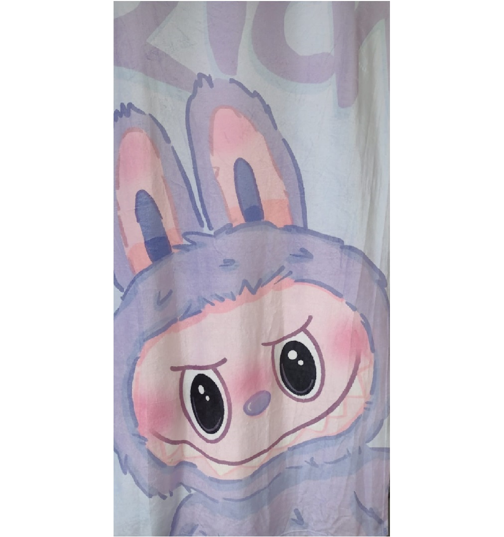Exclusiva! Cobija Frazada Ultra Suave Labubu Big Face Gris