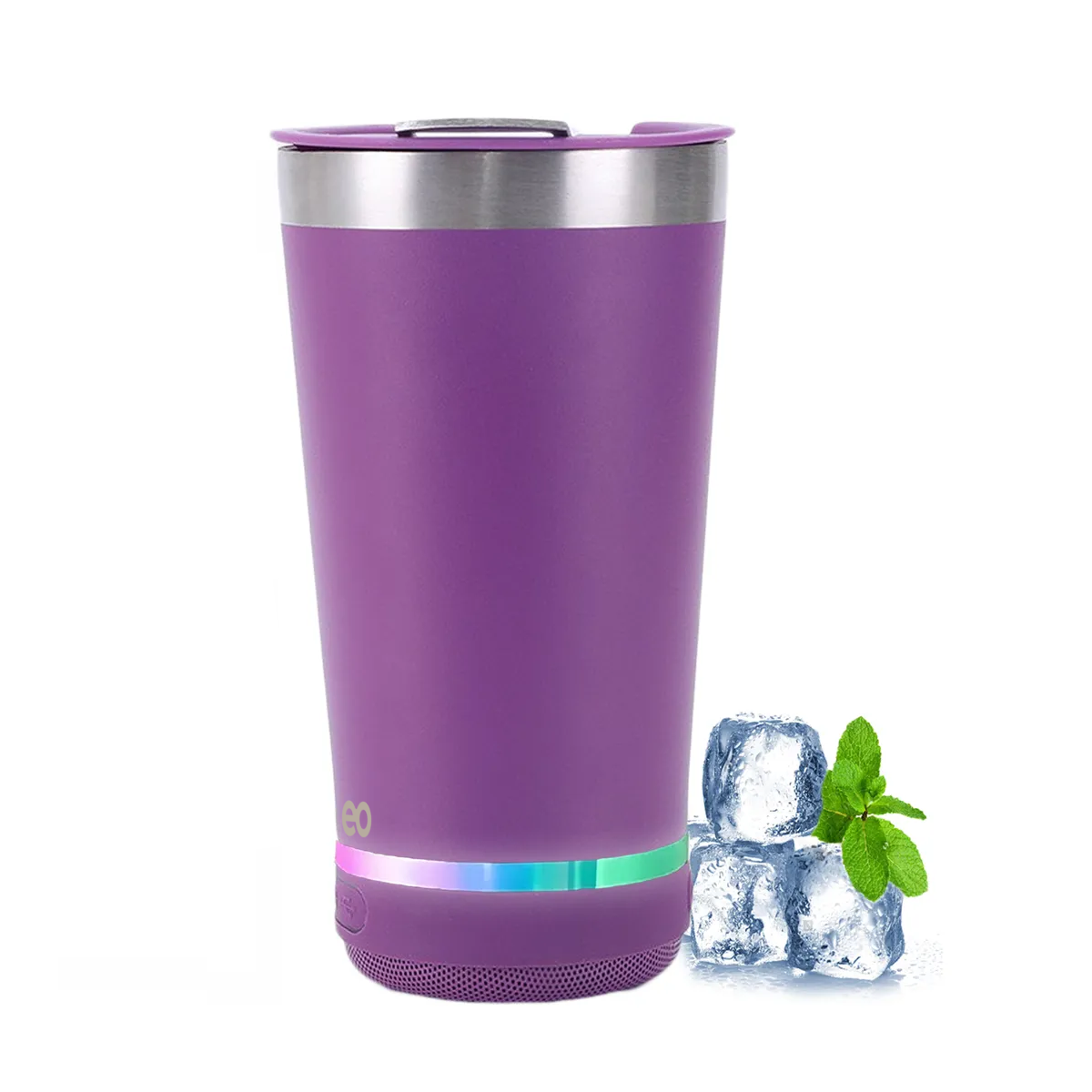 Termo Bocina Portátil Inoxidable Con Tapa Termo Violeta