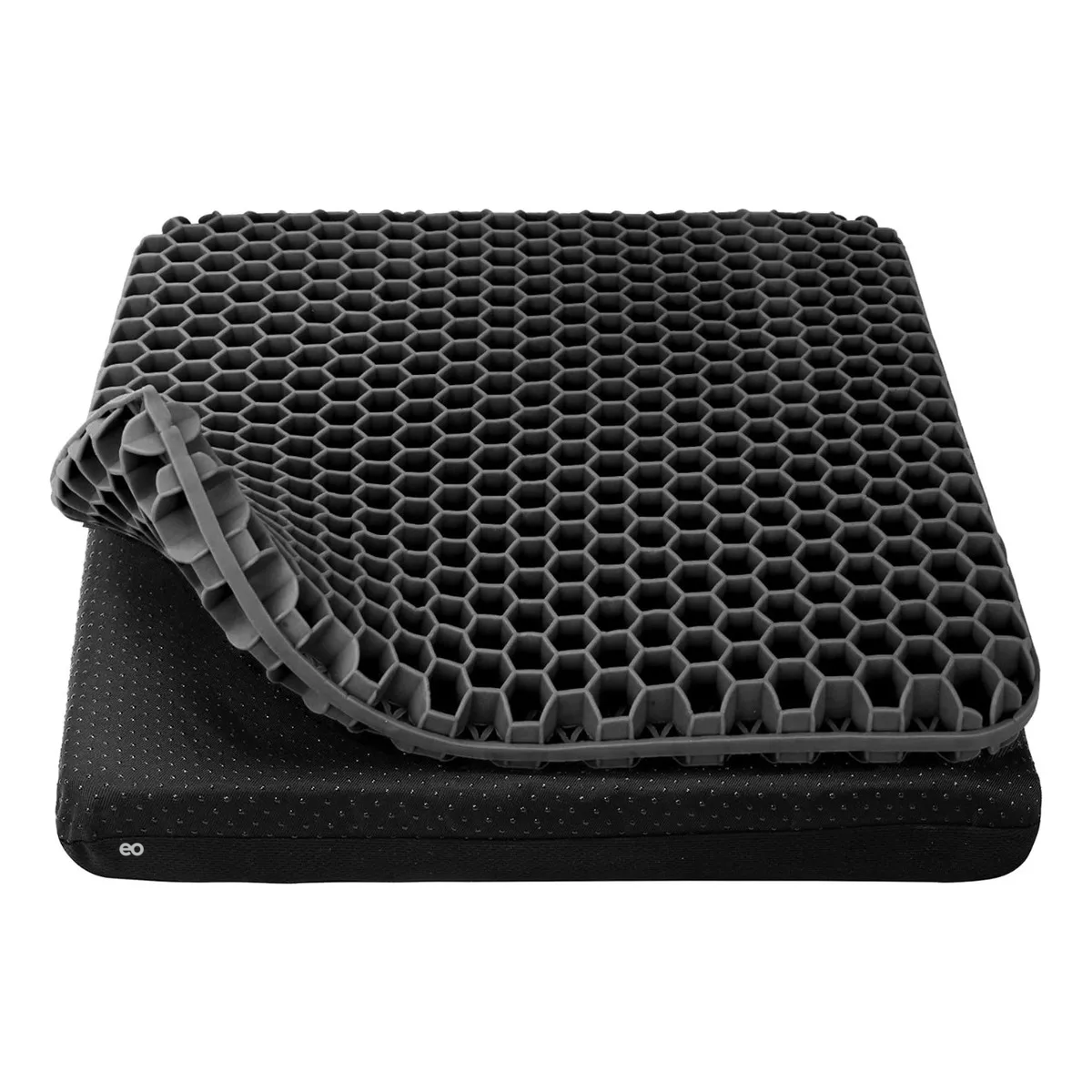 Cojín Gel Transpirable Ergonómico Forma Panal Suave Lavable Color Negro