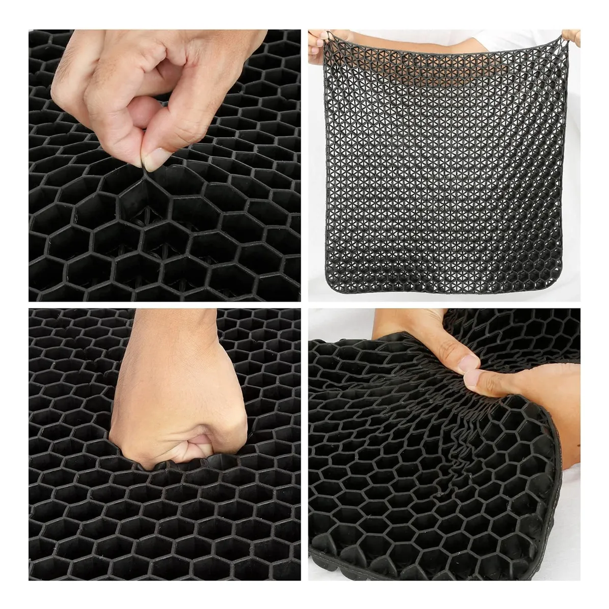 Cojín Gel Transpirable Ergonómico Forma Panal Suave Lavable Color Negro