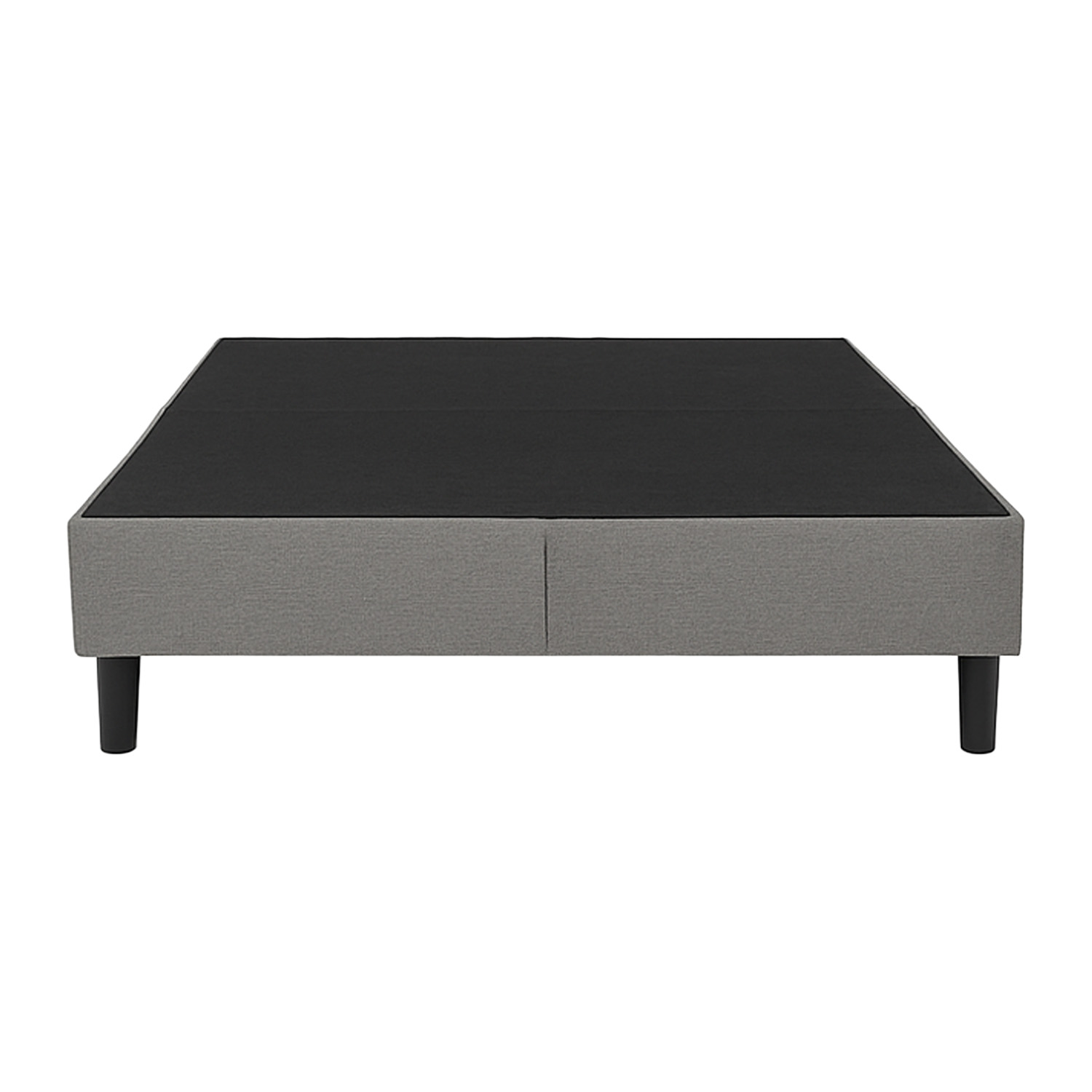 Base de cama matrimonial estilo moderno Condesa con estructura de metal y madera tapizada en tela gris