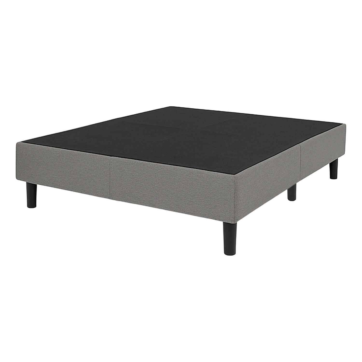 Base de cama matrimonial estilo moderno Condesa con estructura de metal y madera tapizada en tela gris