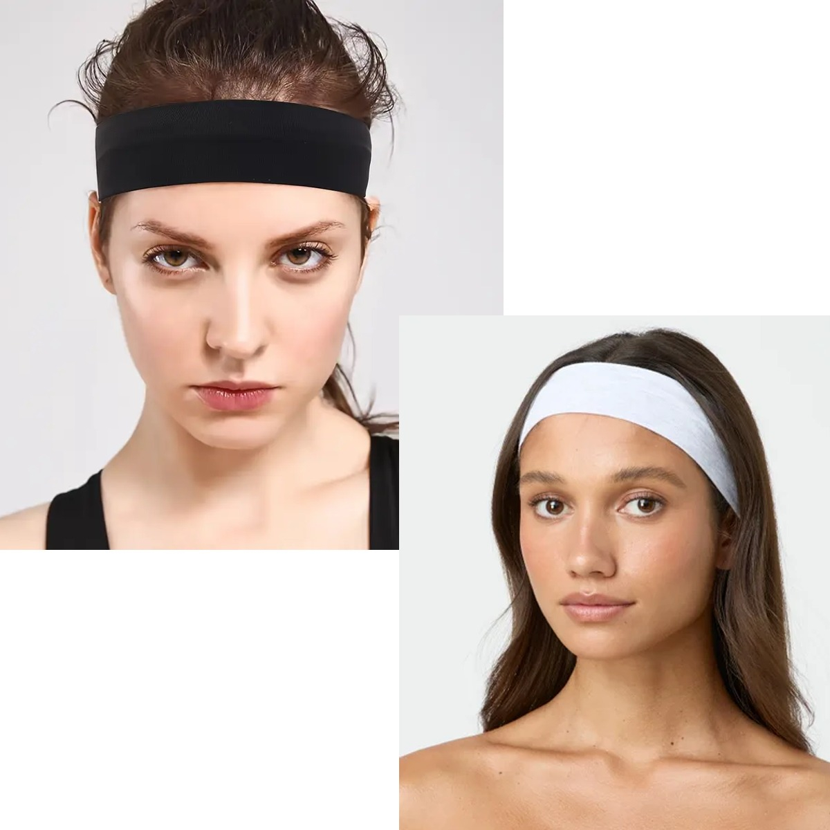 Diadema Sport Valerina Banda De Cabello Algodon 12 Piezas Blancas y Negras