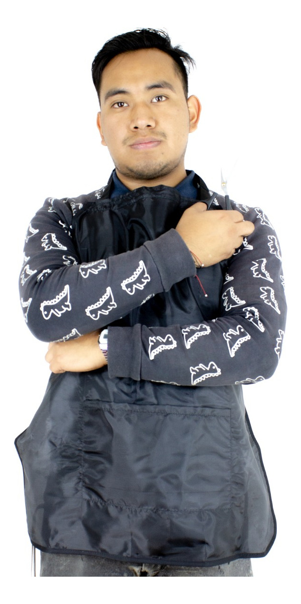 Mandil Tela Repelente Barbero Estilista Negro Liso MAT