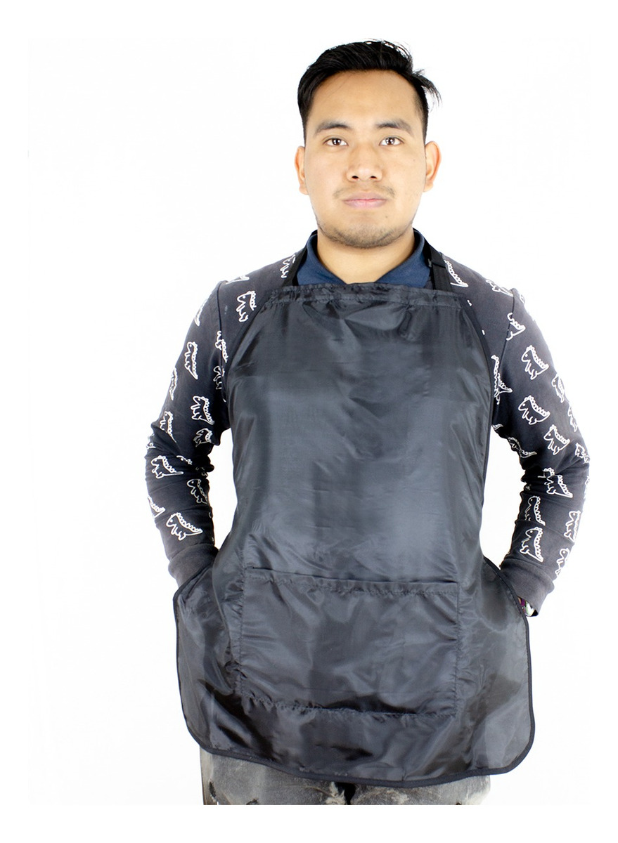 Mandil Tela Repelente Barbero Estilista Negro Liso MAT