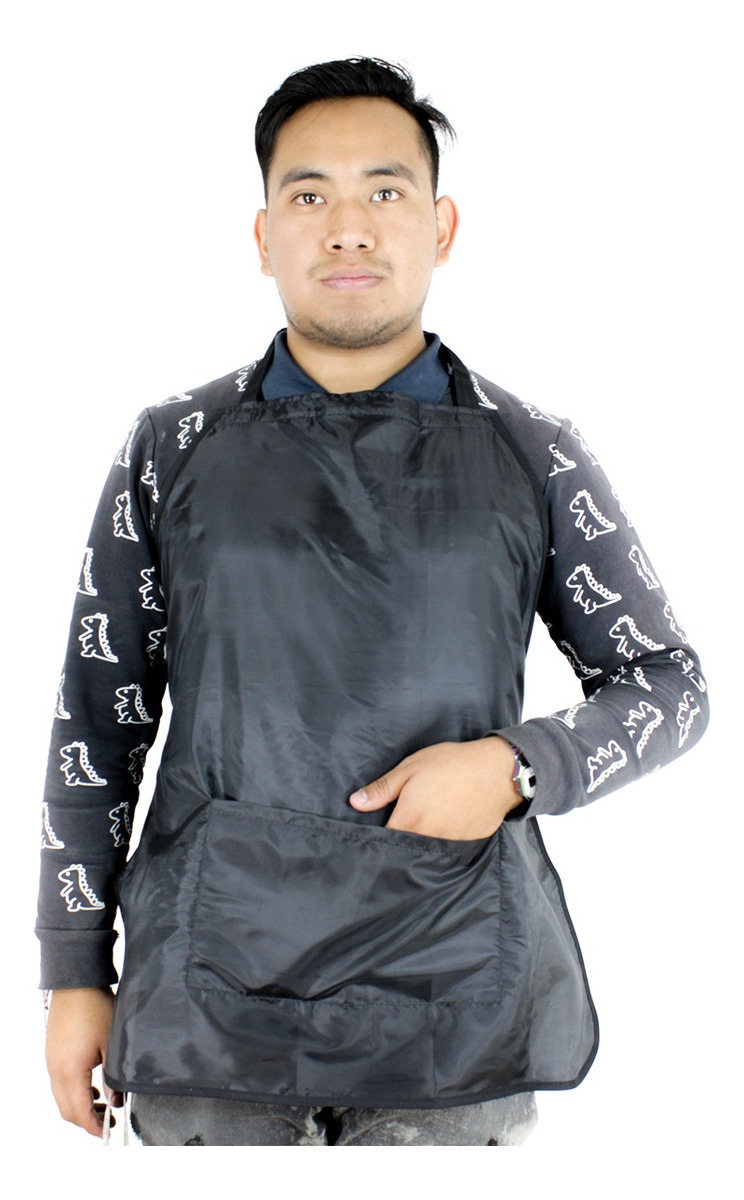 Mandil Tela Repelente Barbero Estilista Negro Liso MAT