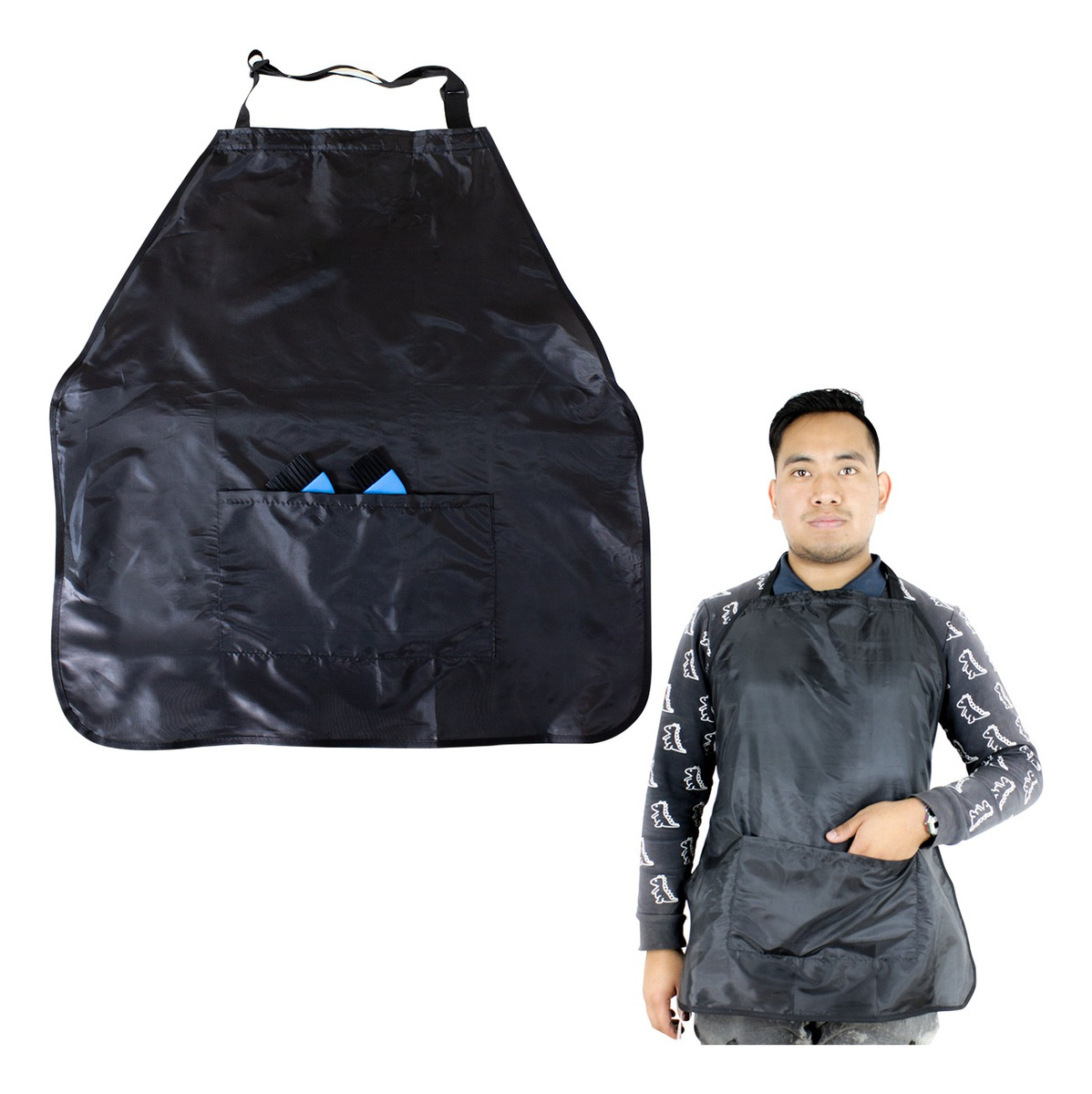 Mandil Tela Repelente Barbero Estilista Negro Liso MAT