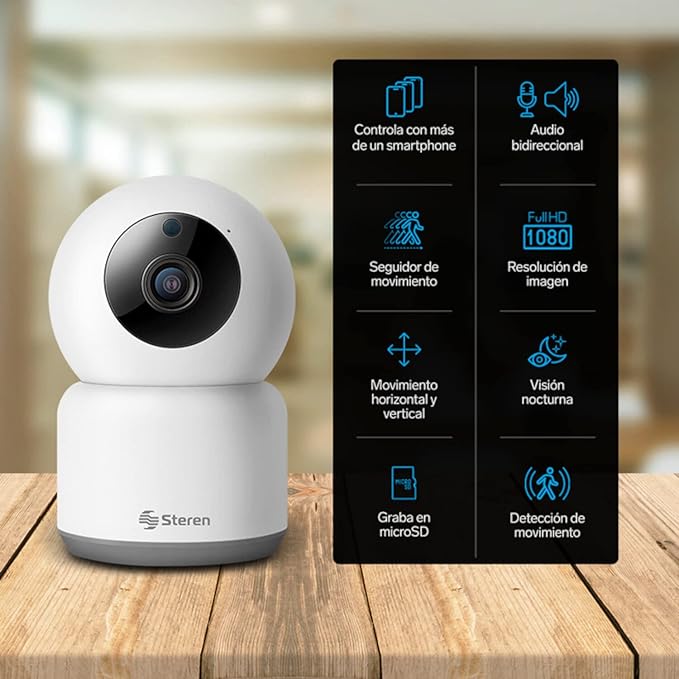 STEREN CCTV-218 Cámara de Seguridad Wi-Fi HD robotizada, visión Nocturna,